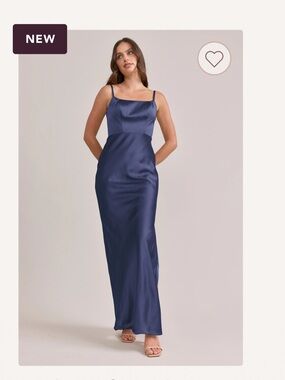Revelry IndieBlue Satin Square-Neck Maxi Dress